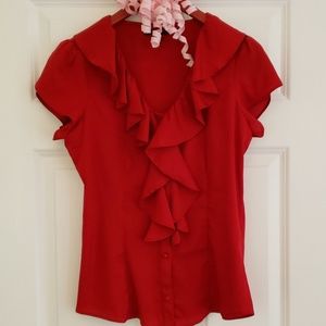 💞Banana Republic Red Ruffle Blouse 💞